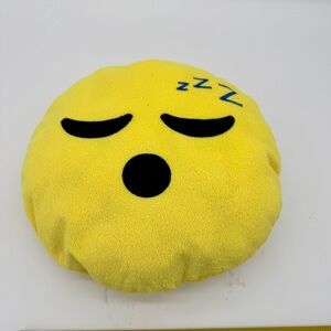 Soft Emoticon Sleepy Emoji Plush Pillow Round Yellow Size: 12"